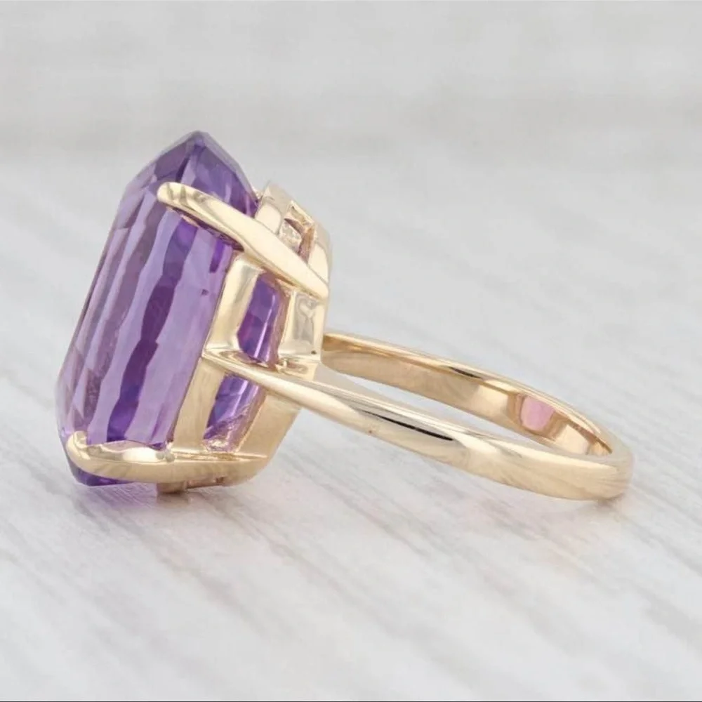 14 kt yellow gold amethyst stone. In great like new condition. - Picture 3 of 14